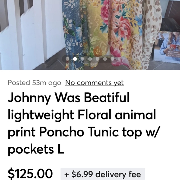 Johnny Was   pretty  garden animal  print  tunic,w Pockets sz L EUC - Picture 6 of 9